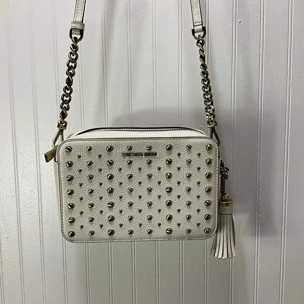 Michael Kors White Studded Crossbody Bag